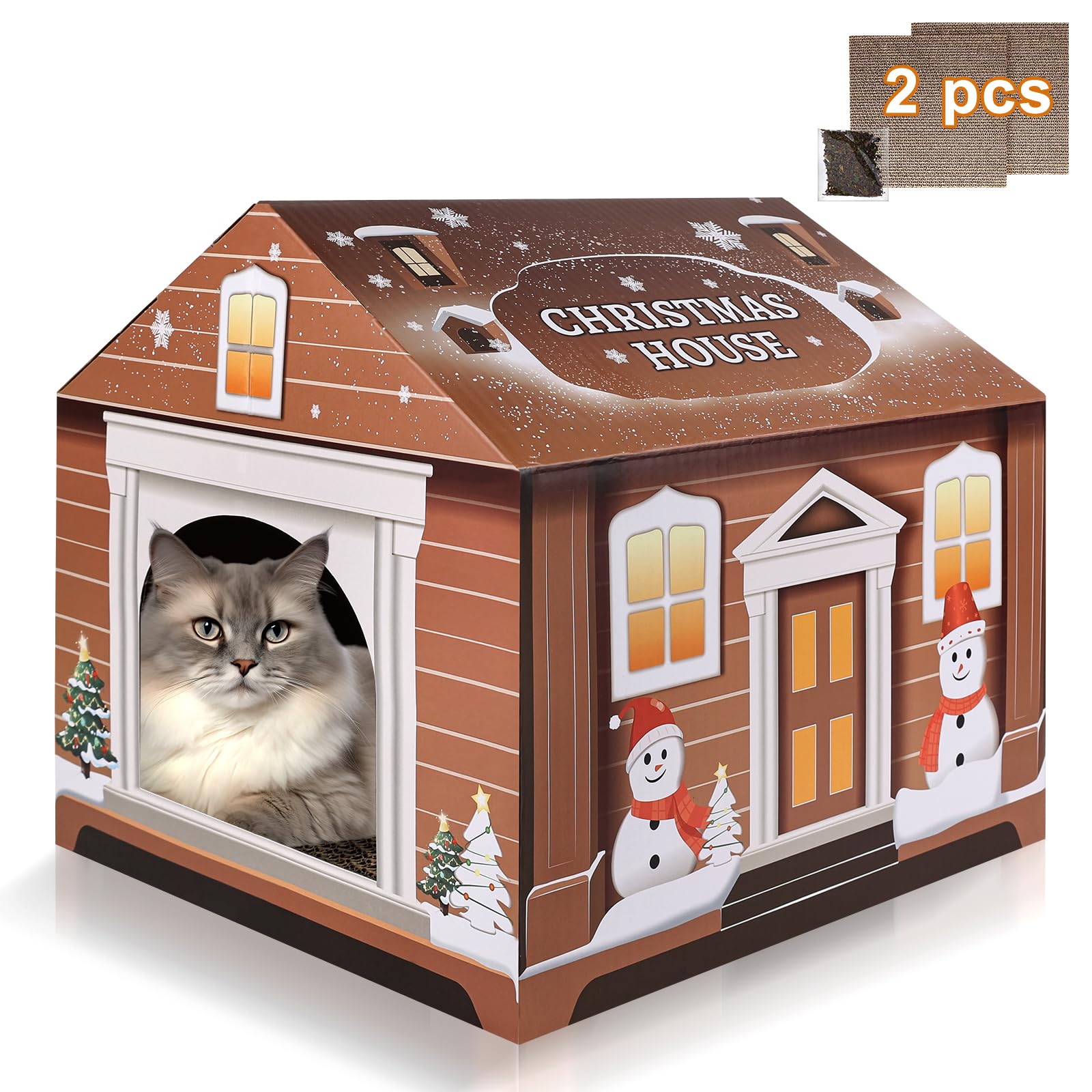 TailTastic Christmas cat house assembly step demonstrates easy setup and compact hideaway.