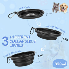 TailTastic collapsible dog bowls with carabiner clip for easy leash attachment.
