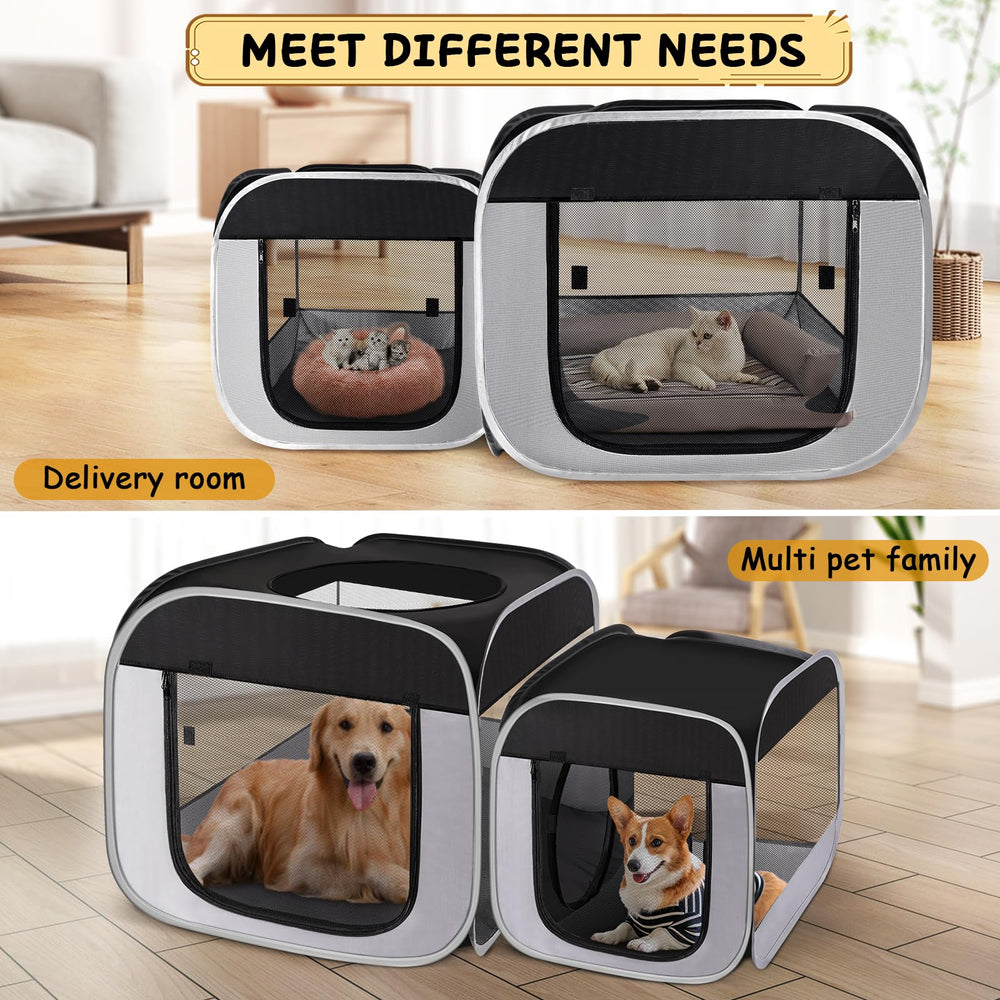 TailTastic maternity space inside playpen for nursing mother cats