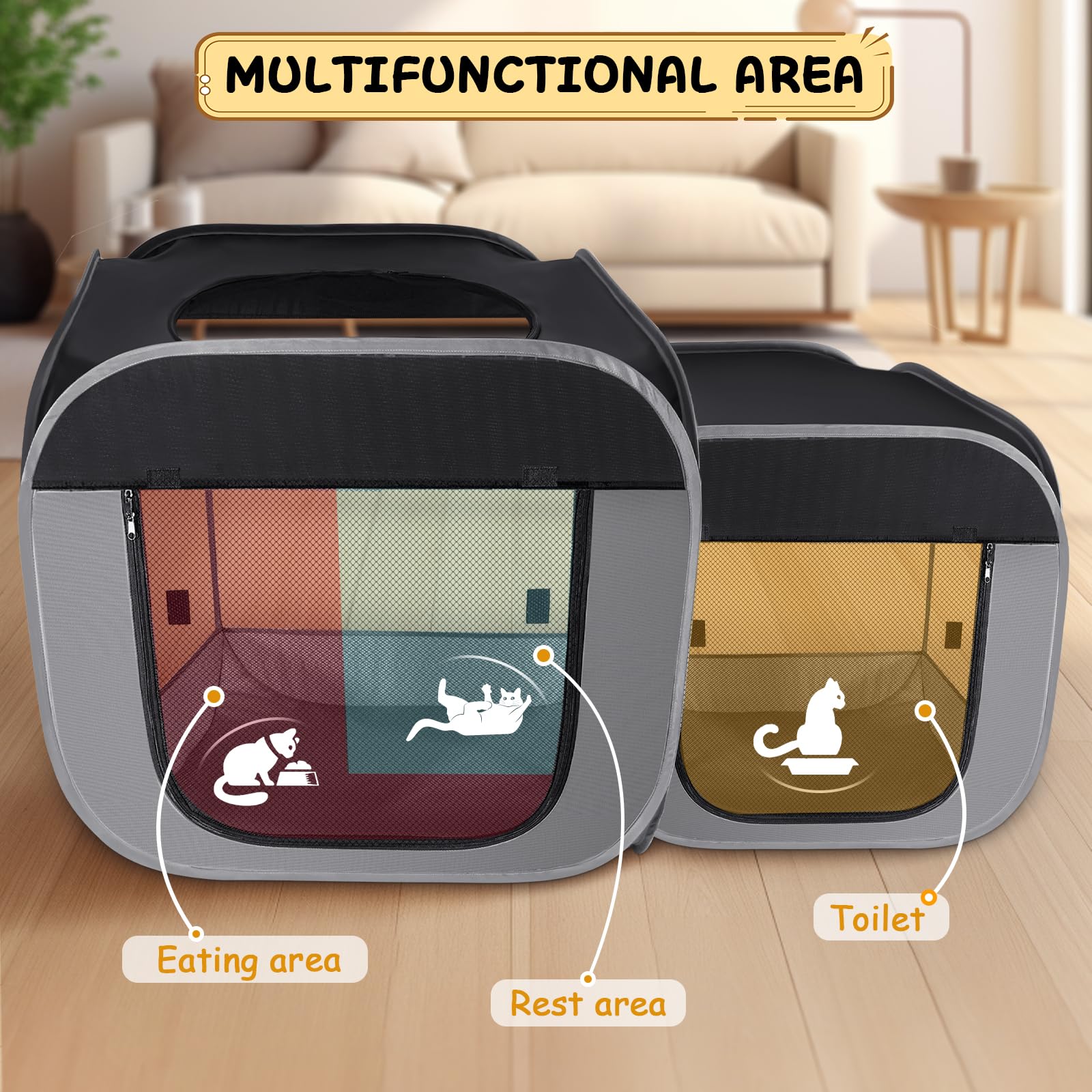 TailTastic large cat playpen with spacious dimensions enabling pets to move freely