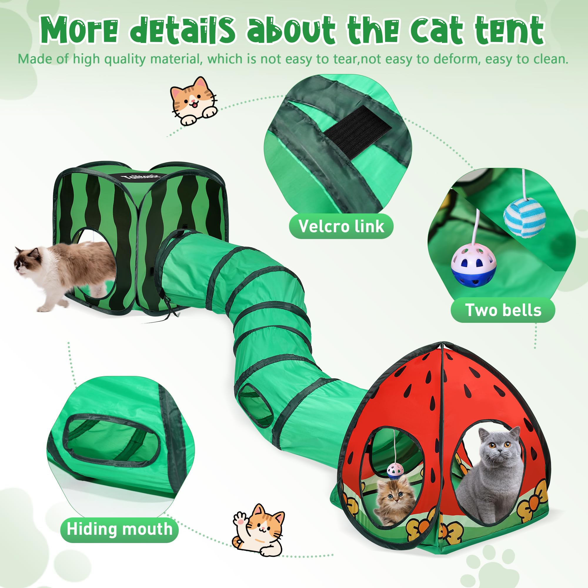 TailTastic comfy-crinkle-tunnel-multi-cat-play highlights large 20x17 inch cube for several cats