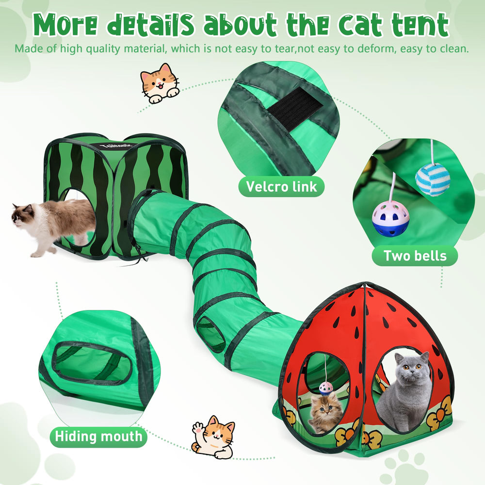TailTastic comfy-crinkle-tunnel-multi-cat-play highlights large 20x17 inch cube for several cats
