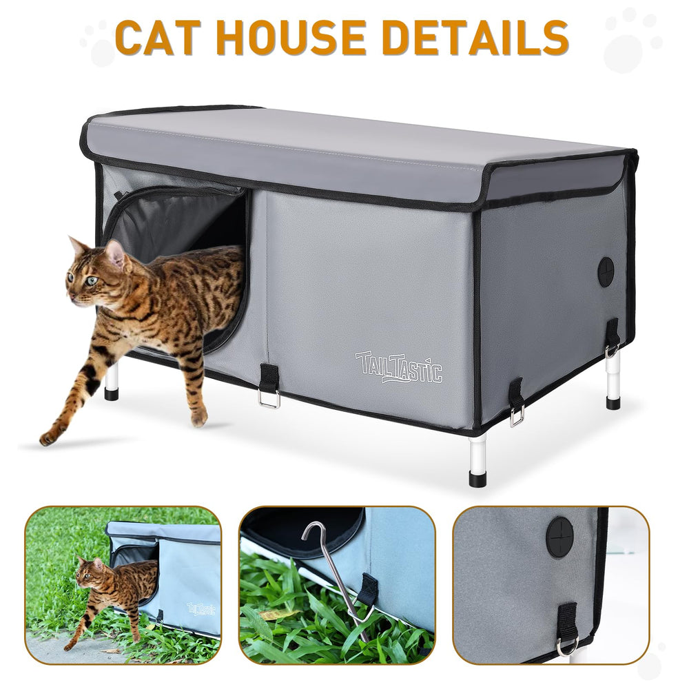 TailTastic cat house includes a cozy interior for outdoor resting.