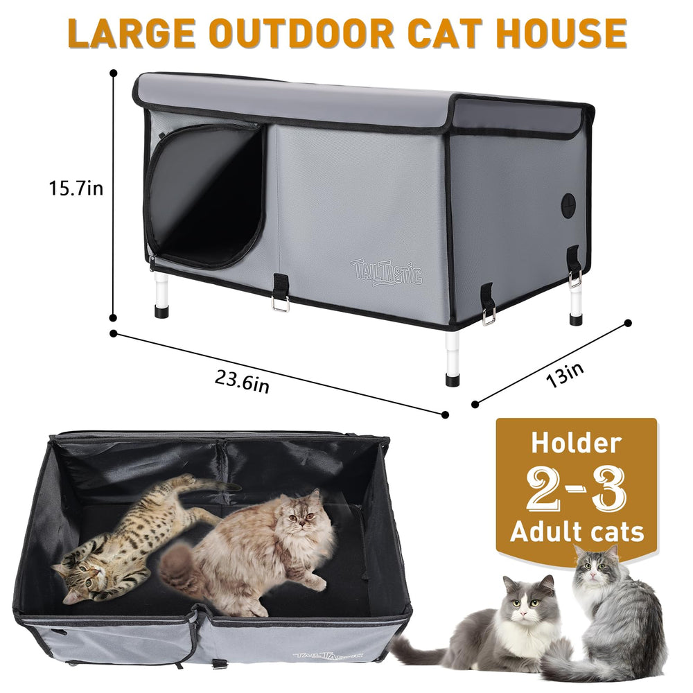 TailTastic Outdoor Cat House winter-insulated roof and walls offer warmth during colder days.