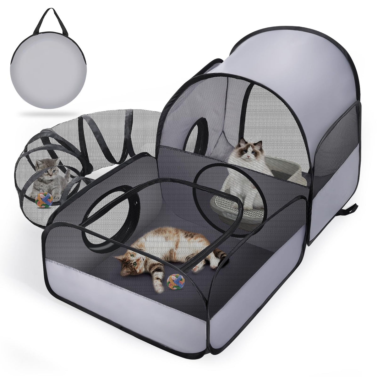 TailTastic portable cat playpen with ring-tunnel for engaging play sessions outdoors