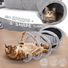 TailTastic S-2-Way Cat Tunnel close-up highlights soft suede and coral fleece feel