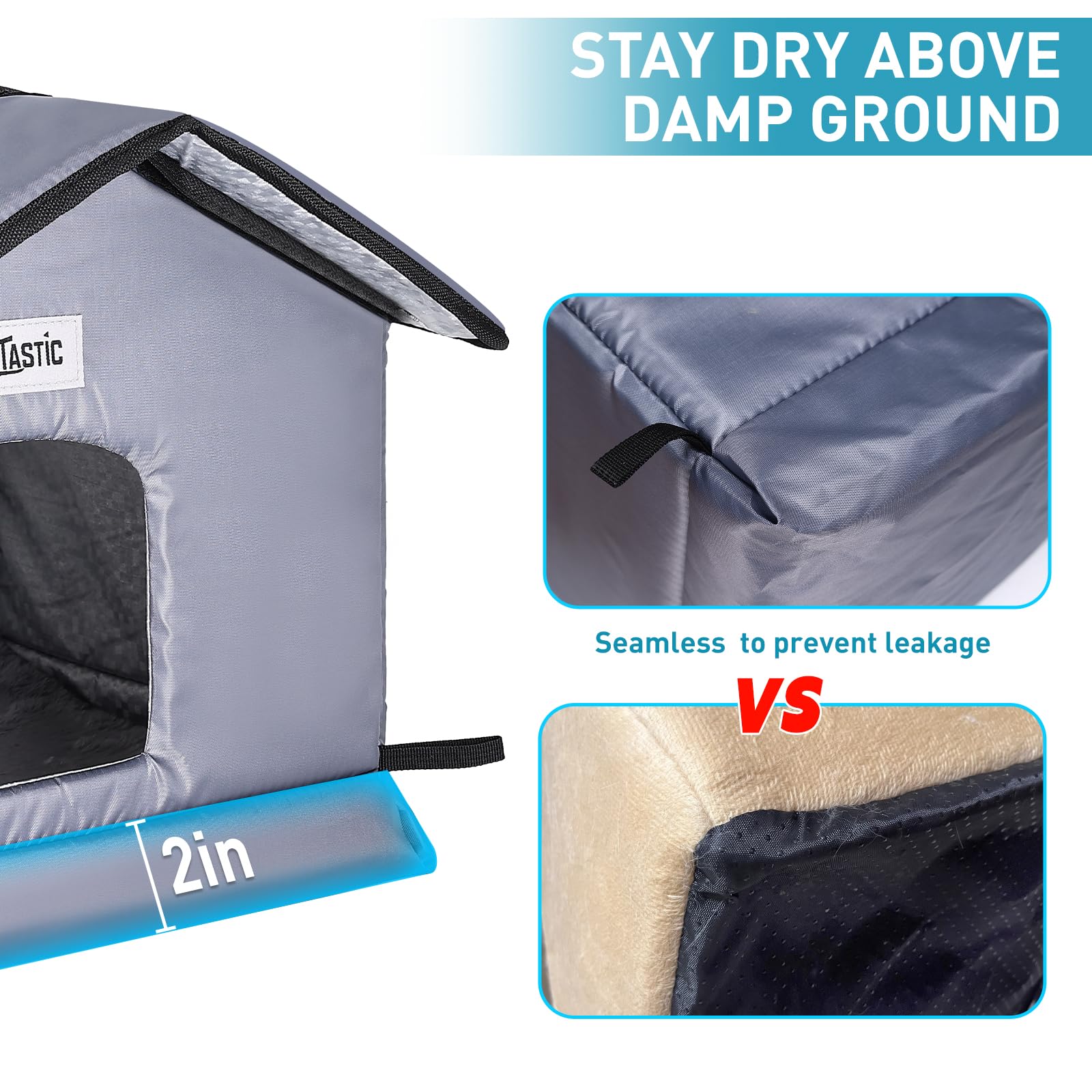 TailTastic Weatherproof Cat House insulation layer traps heat for warmer outdoor cats.