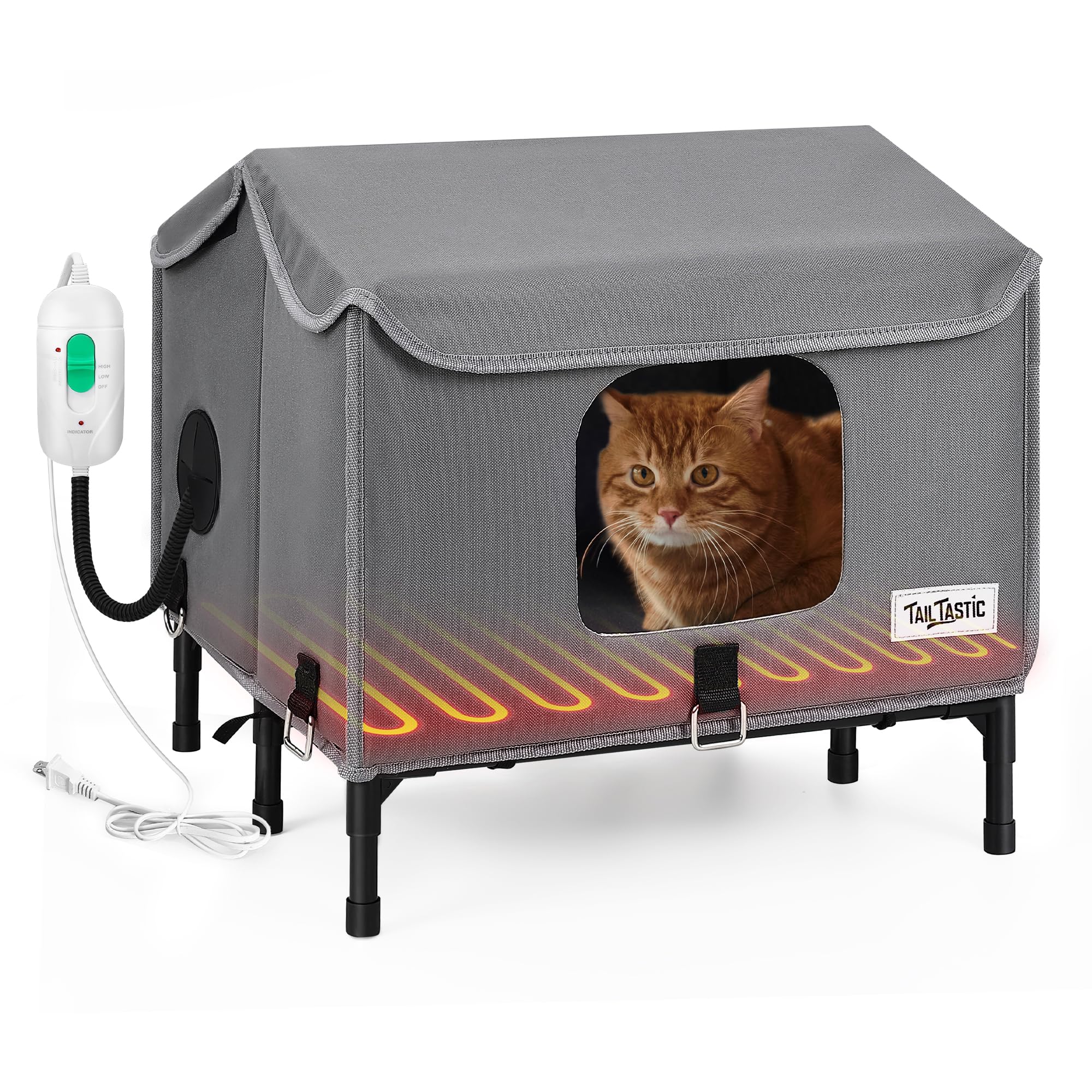 TailTastic weatherproof shell protects outdoor cats from rain and cold.