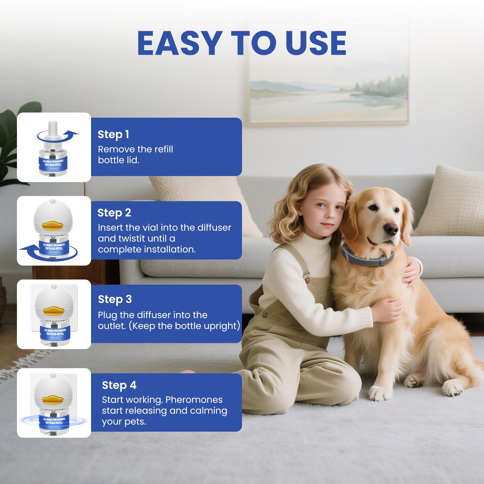 Tailwagpet diffuser set in a cozy home scene promoting a peaceful atmosphere.