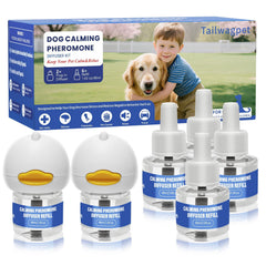 Tailwagpet dog calming diffuser base 2-pack shown in use for calm rooms