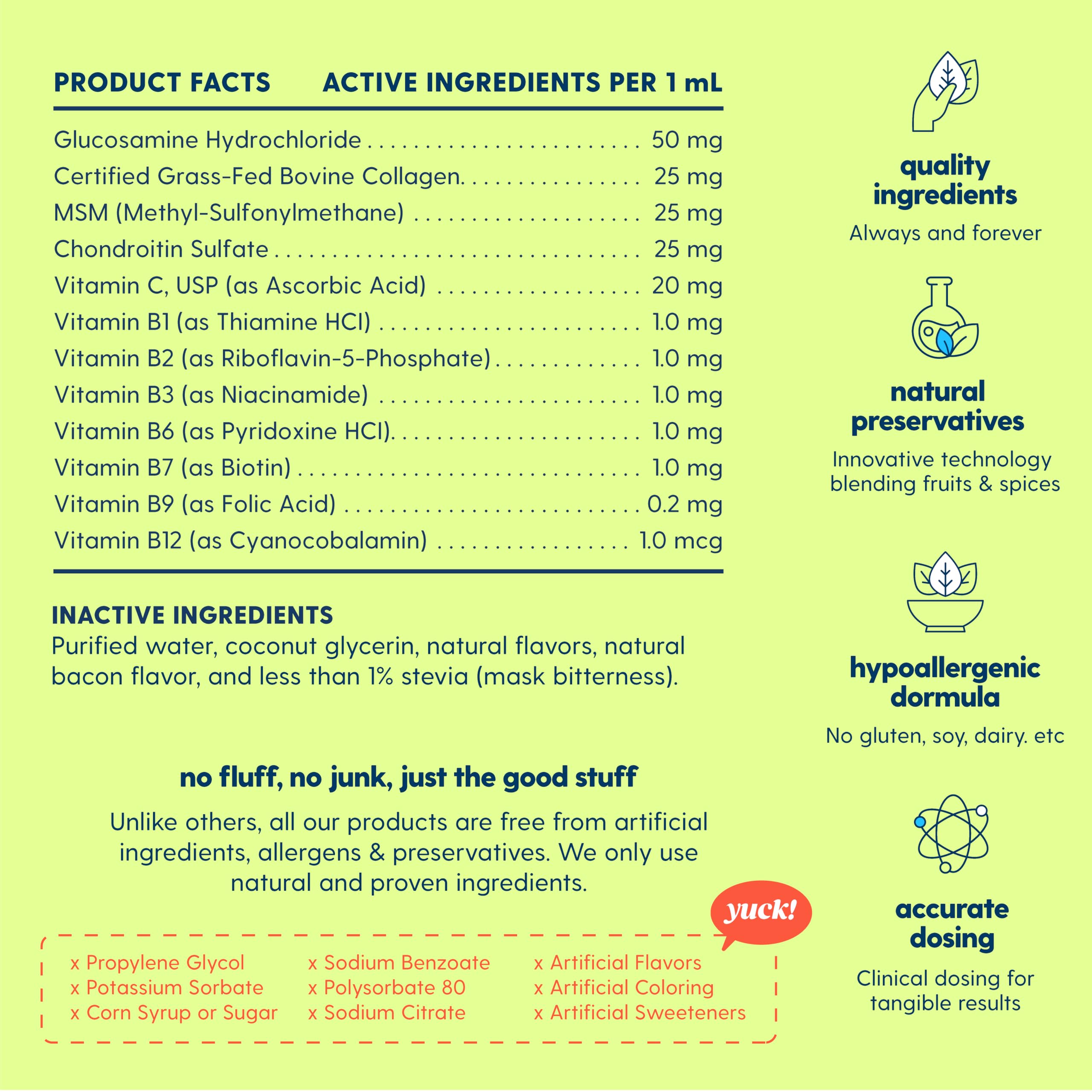 Taily joint-support illustration showing collagen and glucosamine benefits