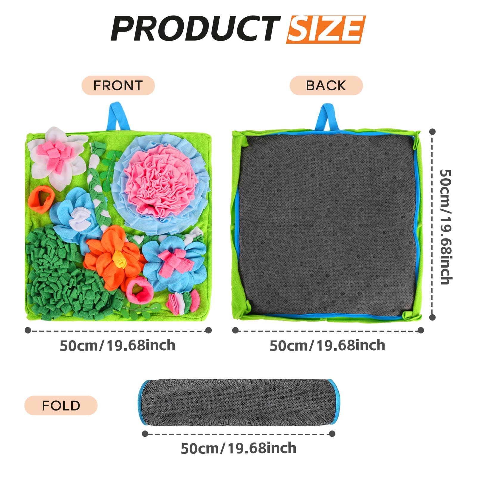 TAIMUTTAL snuffle mat shows eight hidden-food pockets for interactive feeding fun