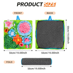 TAIMUTTAL snuffle mat shows eight hidden-food pockets for interactive feeding fun