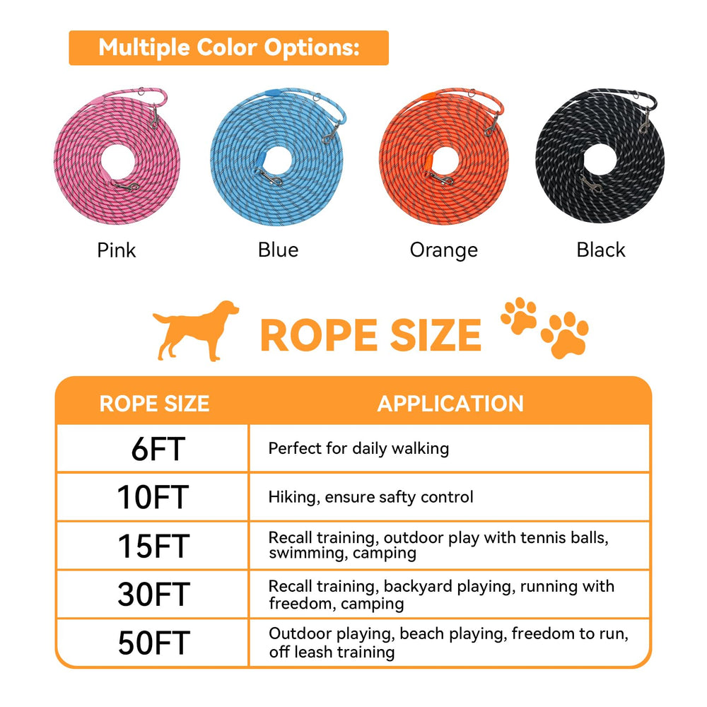 Tairro 50ft orange leash ideal for long range training and safety