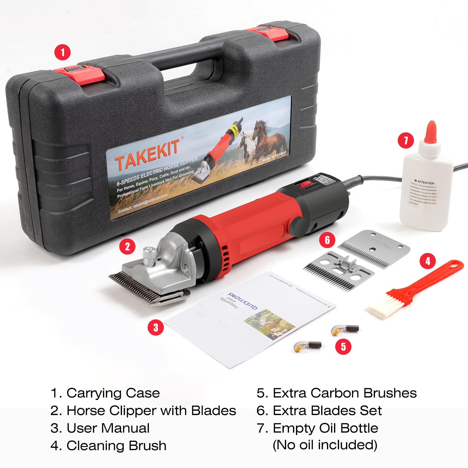 TAKEKIT large livestock clipping supports body work on horses and cattle.