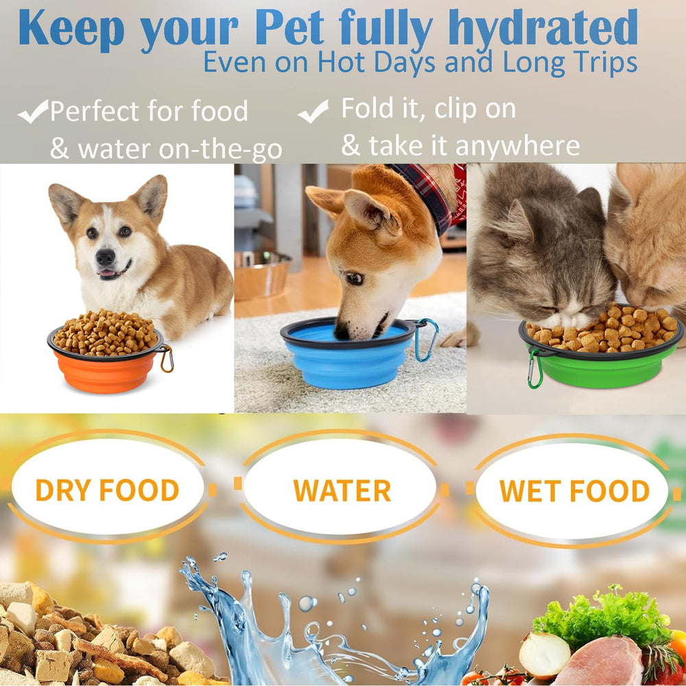 Takfox collapsible dog bowls labeled dishwasher-safe for easy cleaning