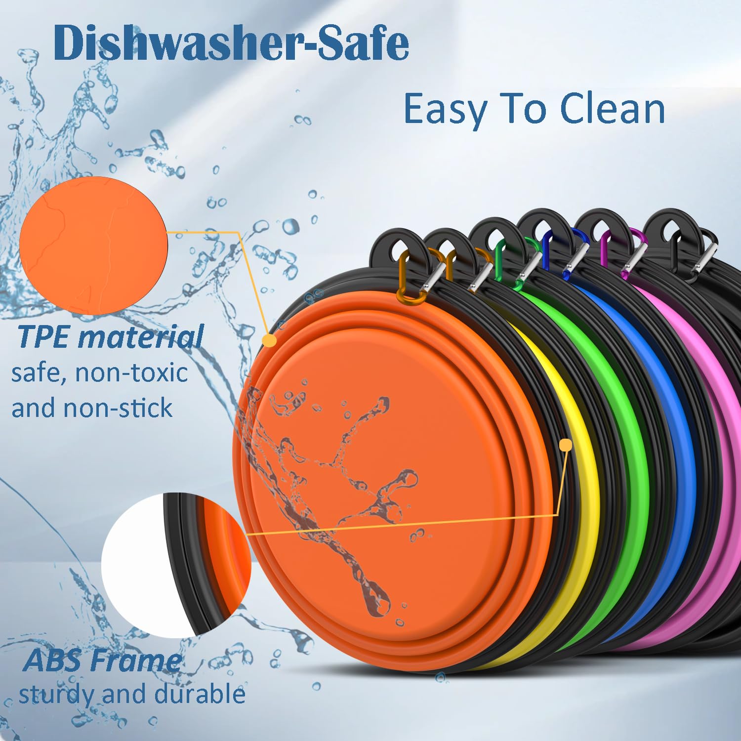 Takfox six-color collapsible bowls shown together for travel use