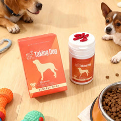 Taking Dog brain-function capsules close-up for easy administration to dogs.