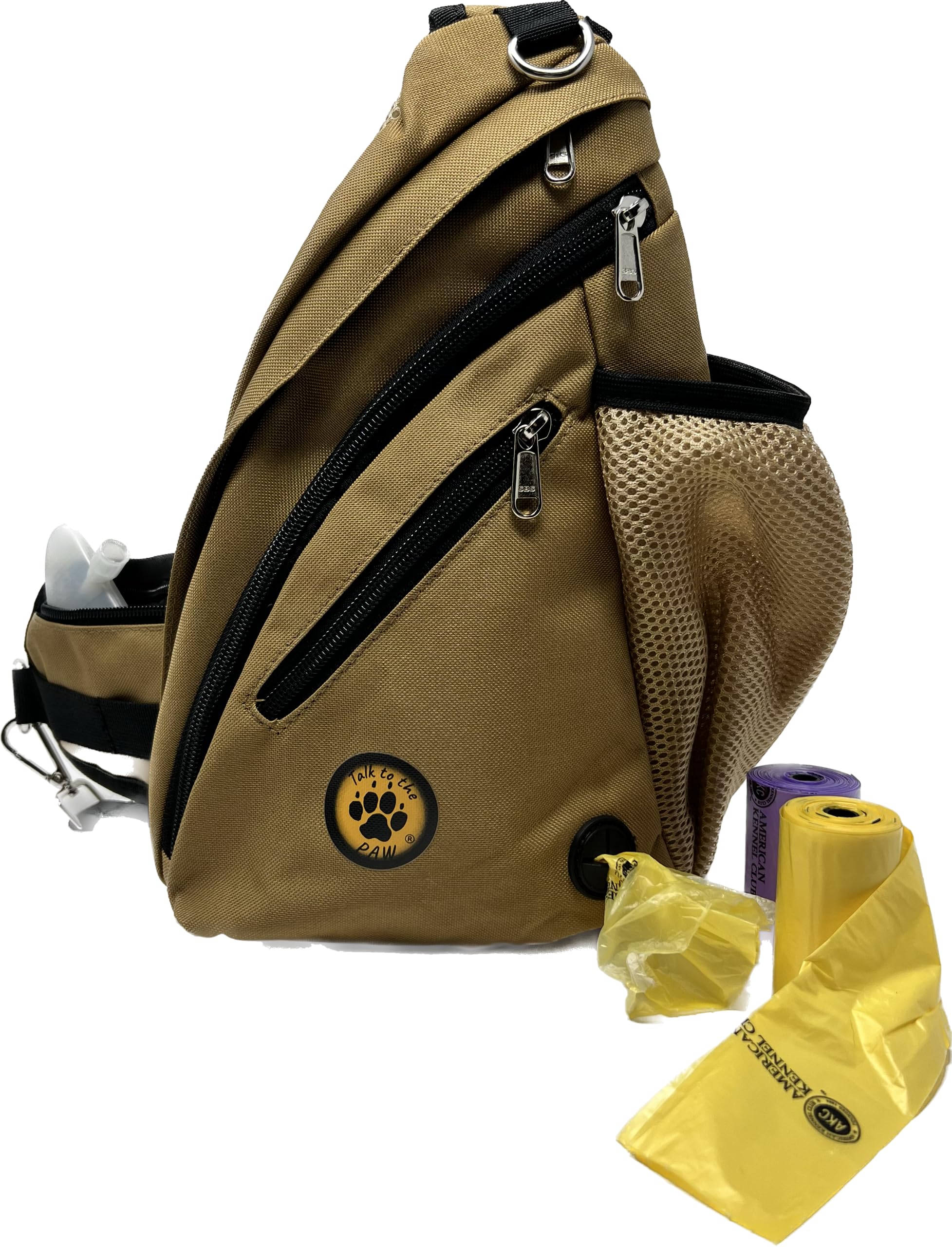 Talk to the Paw built-in poop bag dispenser keeps bags accessible