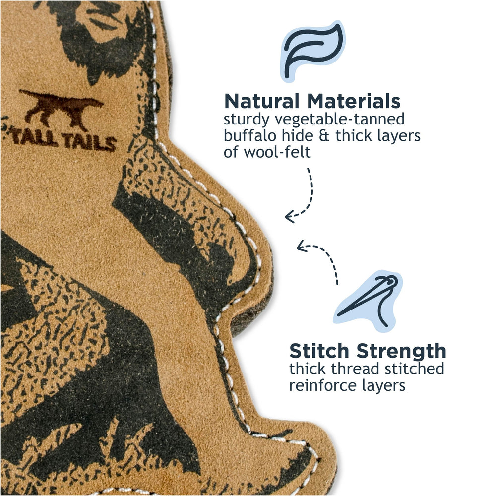 Tall Tails Big Jr stitch-detail highlights wool-felt layers reinforcing the toy.