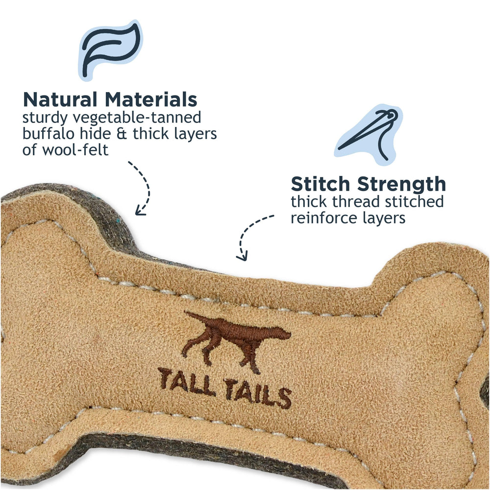 Tall Tails natural wool-felt stitching shows reinforced construction for lasting retrieves.