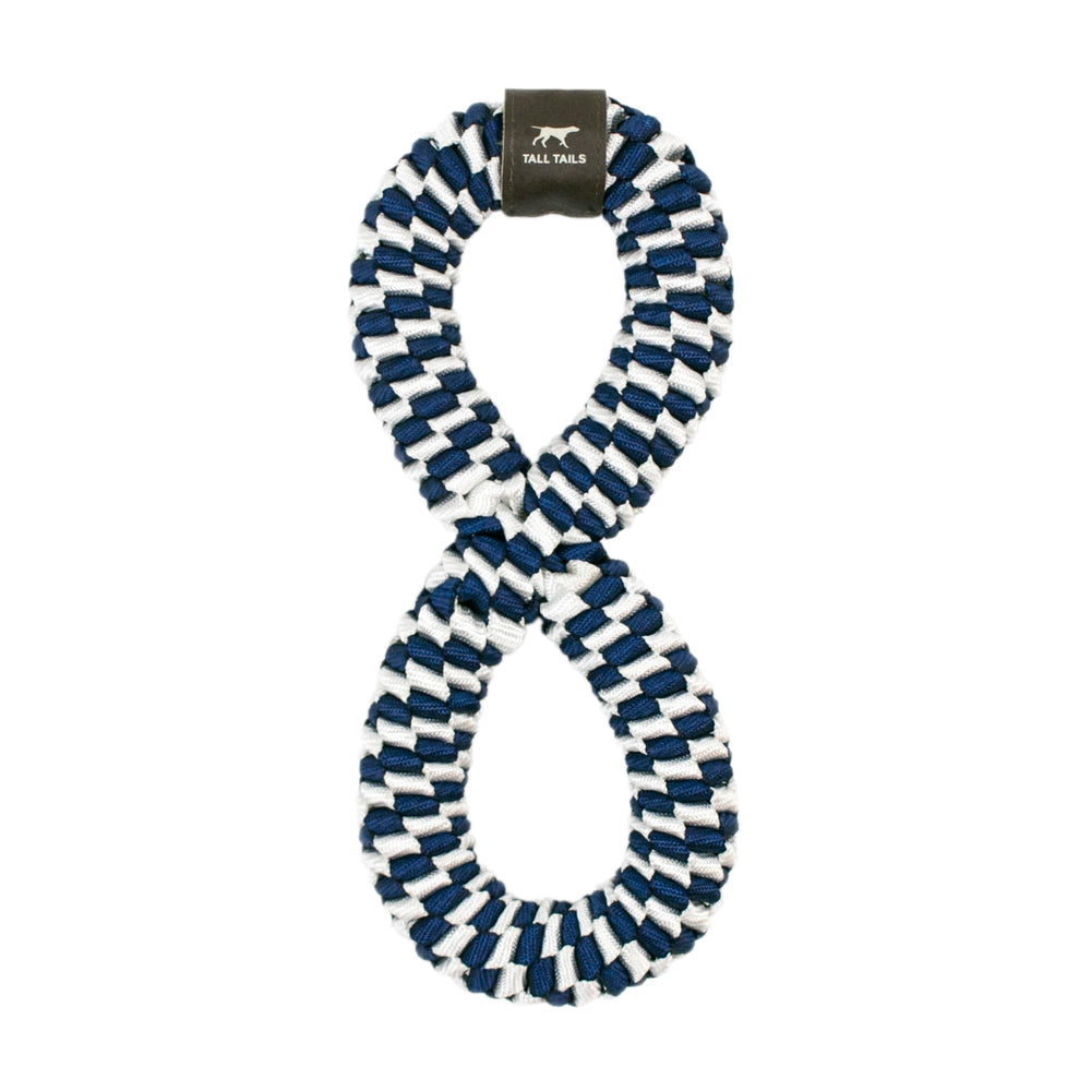 Tall Tails navy braided infinity tug toy closeup for durable fetch and tug sessions