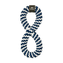 Tall Tails navy braided infinity tug toy closeup for durable fetch and tug sessions