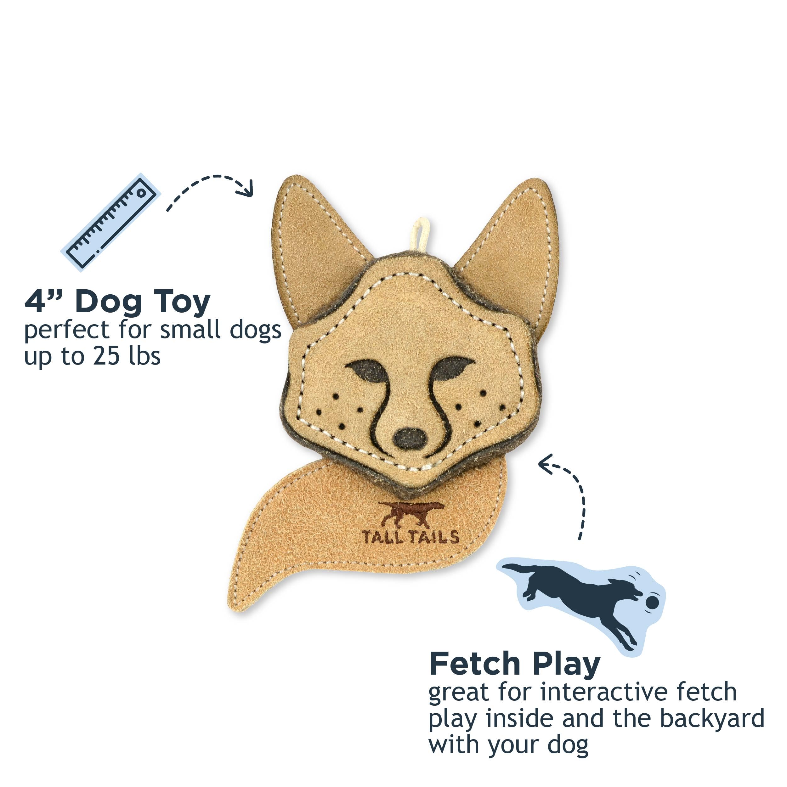 Tall Tails Scrappy Fetch Toy close-up buffalo hide, showcasing durable materials for play