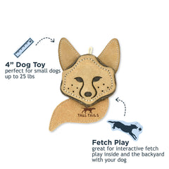 Tall Tails Scrappy Fetch Toy close-up buffalo hide, showcasing durable materials for play