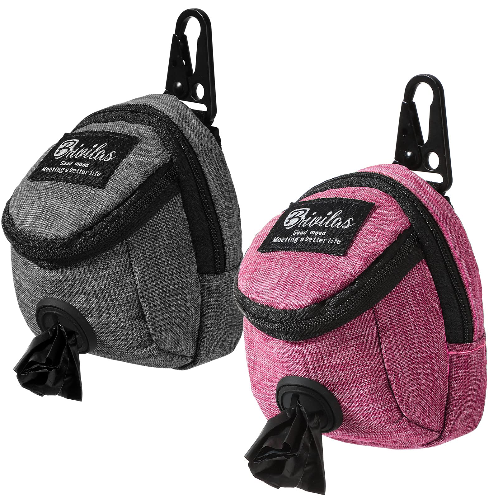 Talltalk 2in1 dog waste carrier clip in pink-gray for quick on-the-go access.