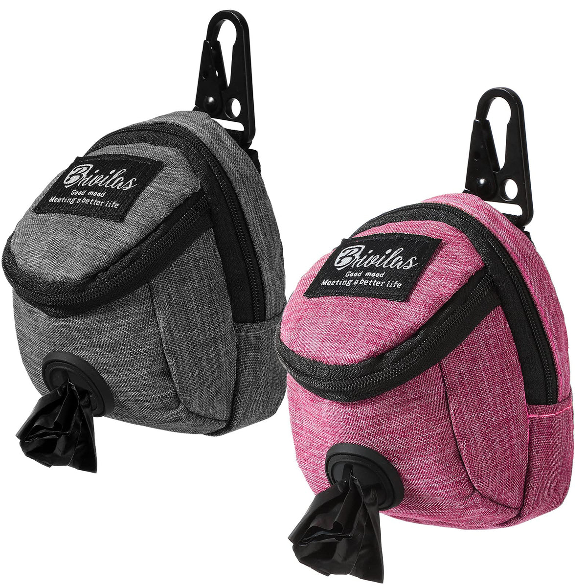 Talltalk 2in1 dog waste carrier clip in pink-gray for quick on-the-go access.