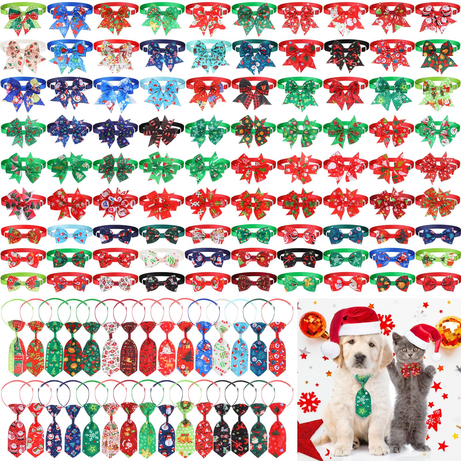 Talltalk Christmas dog bow-tie set offers festive style for pets at parties.