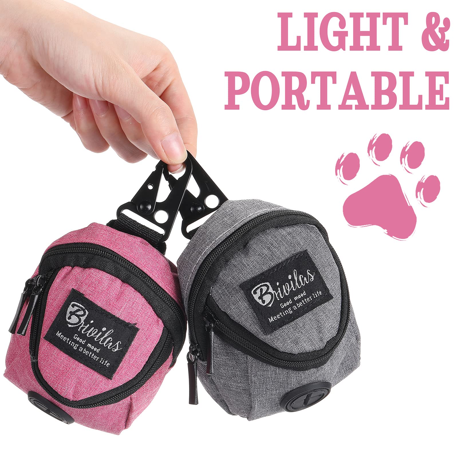 Talltalk leash attachment with metal clip adds secure on-the-go use.