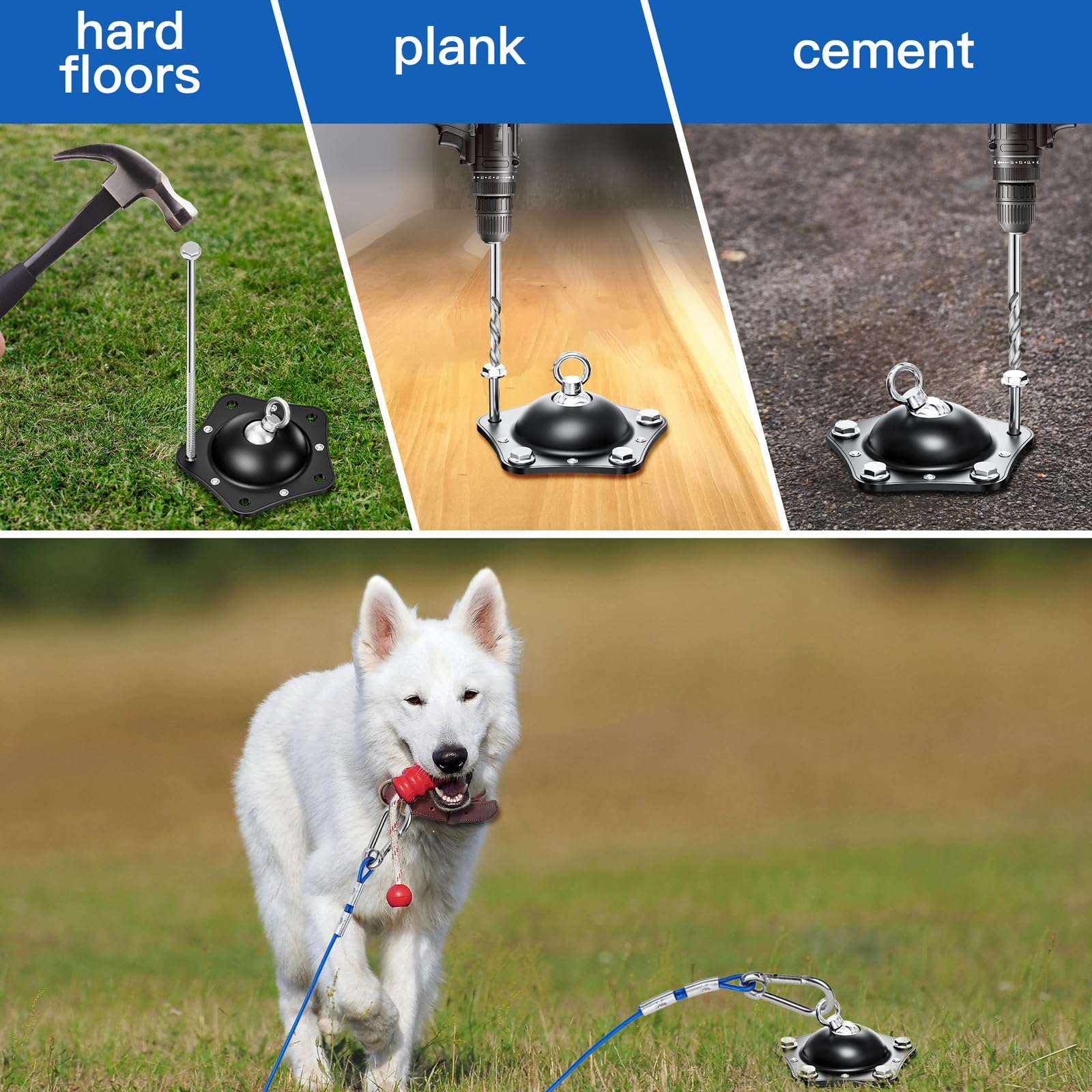 TAMABABY easy-install stake shown with drill or hammer setup.