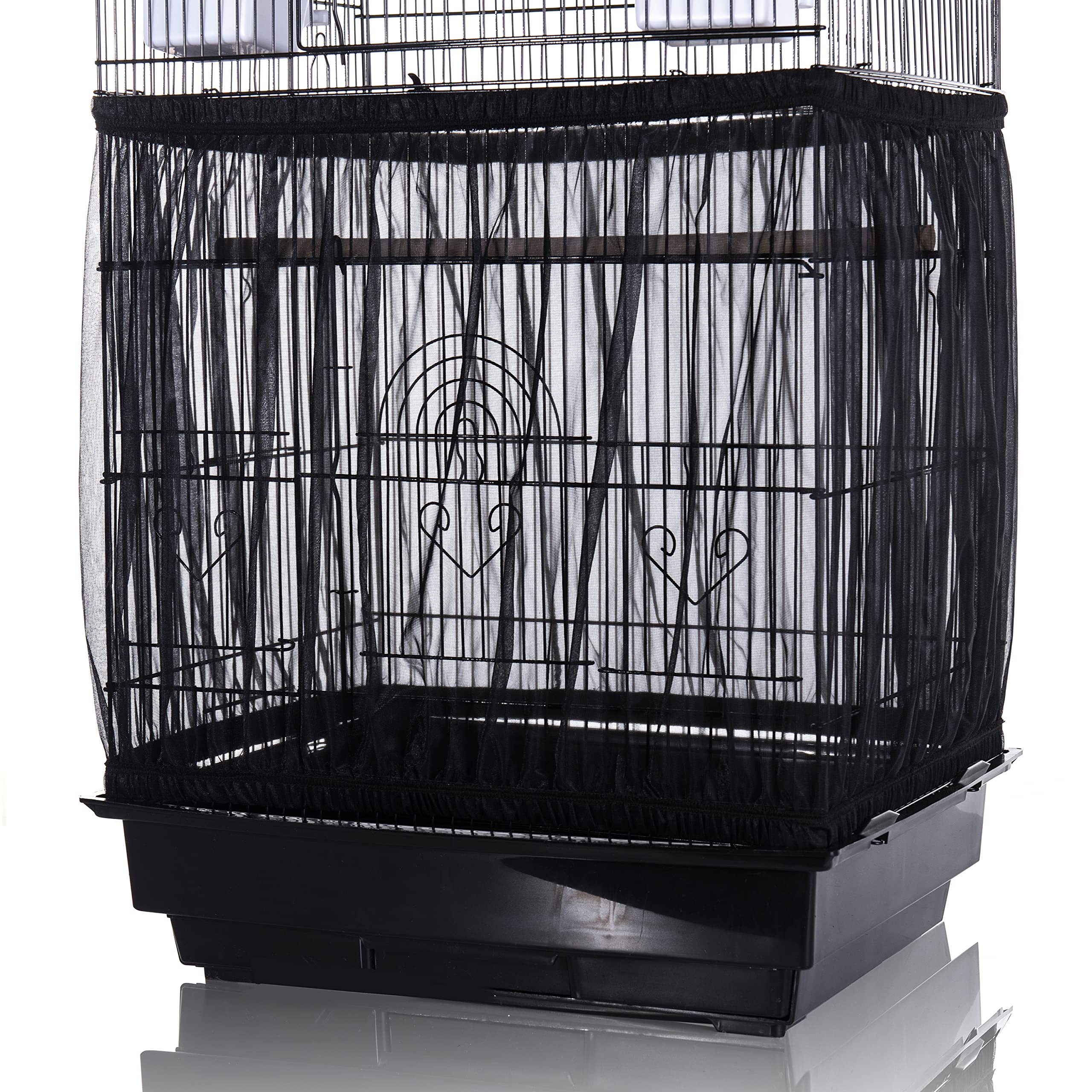 Tamu style bird cage seed catcher large mesh skirt cover in black prevents seed scatter around cages