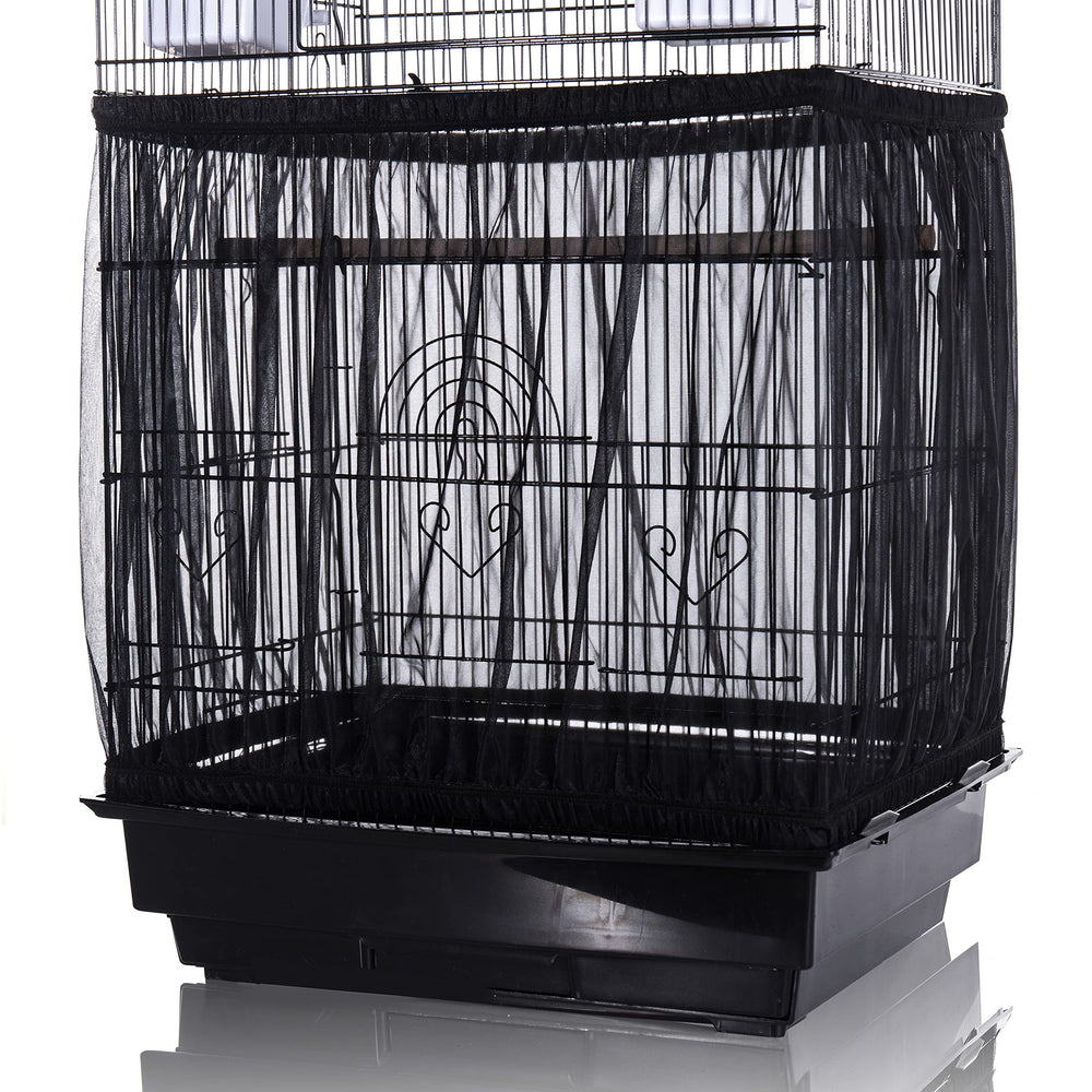 Tamu style bird cage seed catcher large mesh skirt cover in black prevents seed scatter around cages