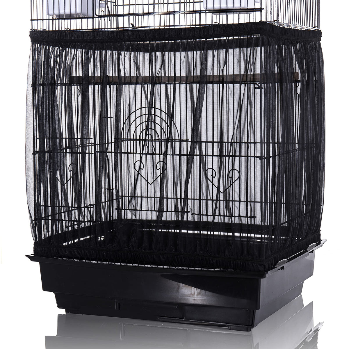 Tamu style bird cage seed catcher large mesh skirt cover in black prevents seed scatter around cages