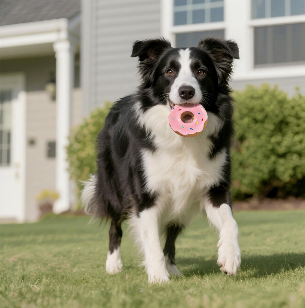 Tamu Style Donut Dog Toy in indoor play setting for cozy sessions