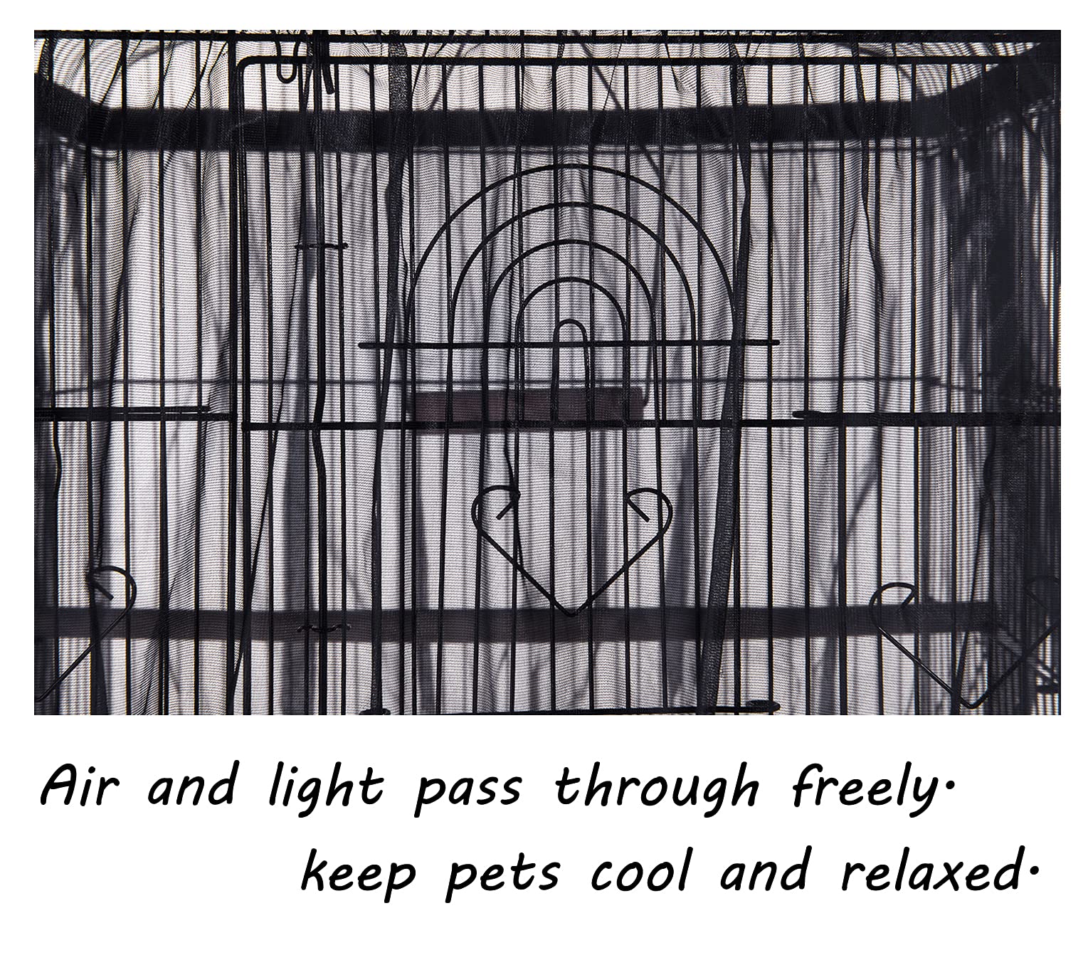Tamu style stretchy mesh skirt cage cover designed for airflow and clear pet visibility