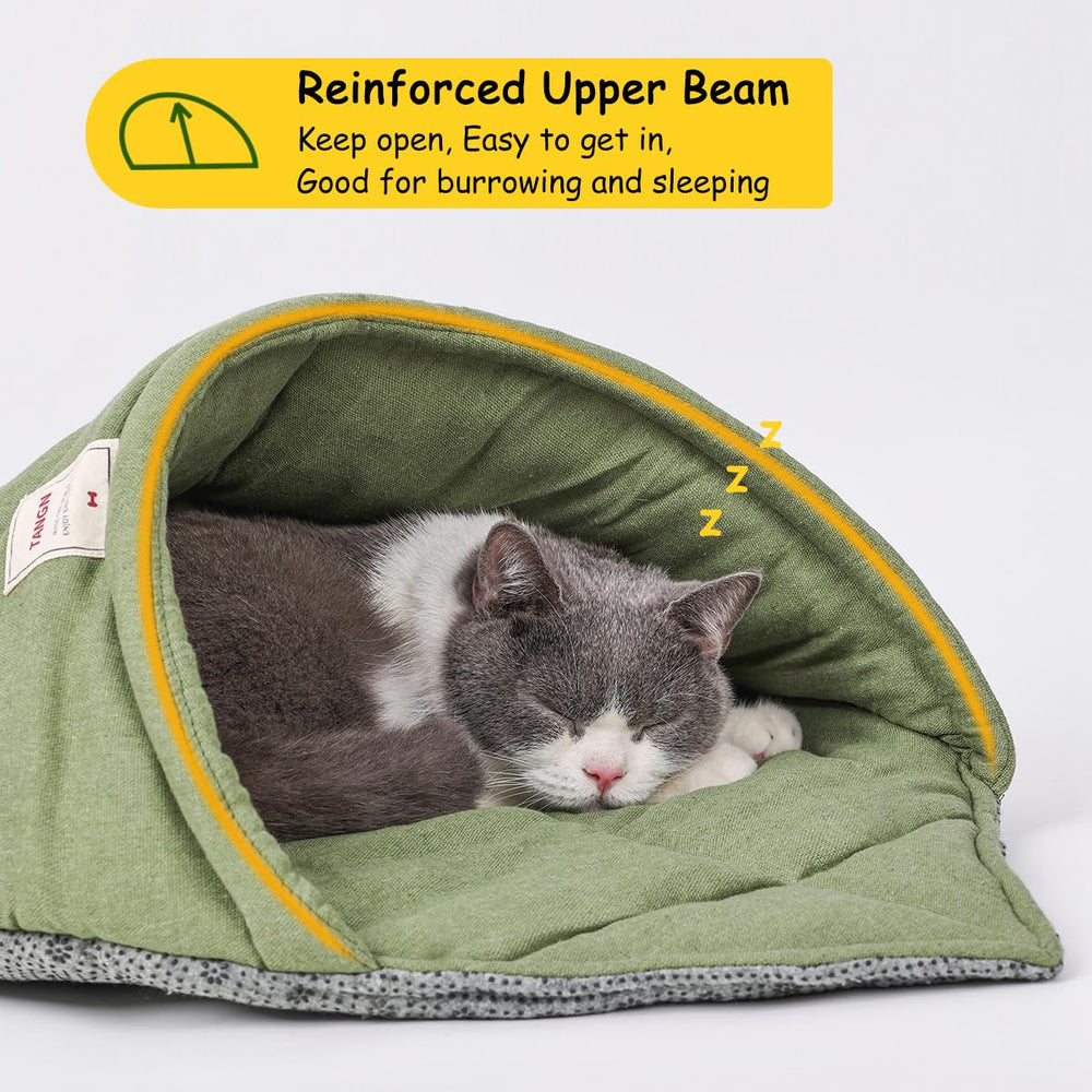 TANGN Cat Sleeping Bag cave entrance invites burrowed hideaway.