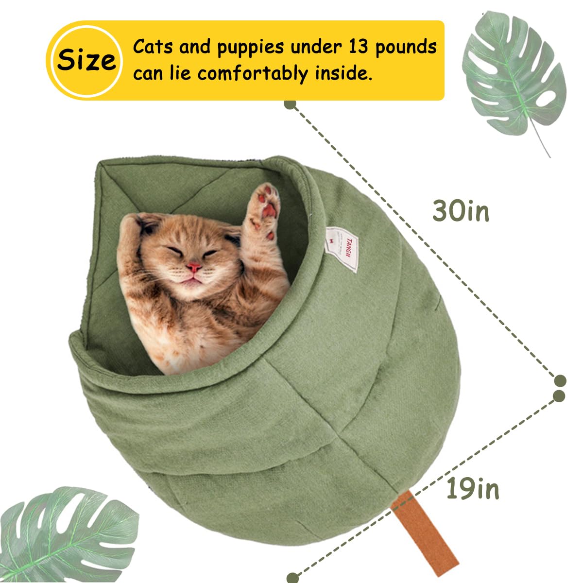 TANGN Cat Sleeping Bag green color blends with home decor.
