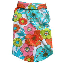 Tangpan Hawaiian Beach Coconut Tree Dog Shirt front view, ideal for warm-weather outings.