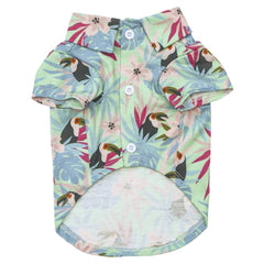 Tangpan Stipes tropical print dog shirt back view highlighting island style for adventures