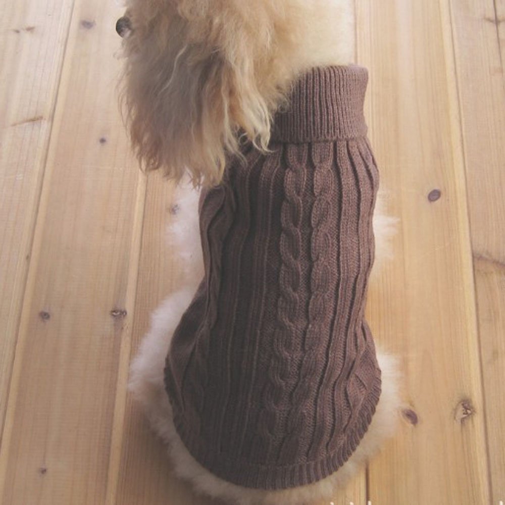 Tangpan Turtleneck Classic Straw-Rope Sweater brown front view for warm outdoor walks