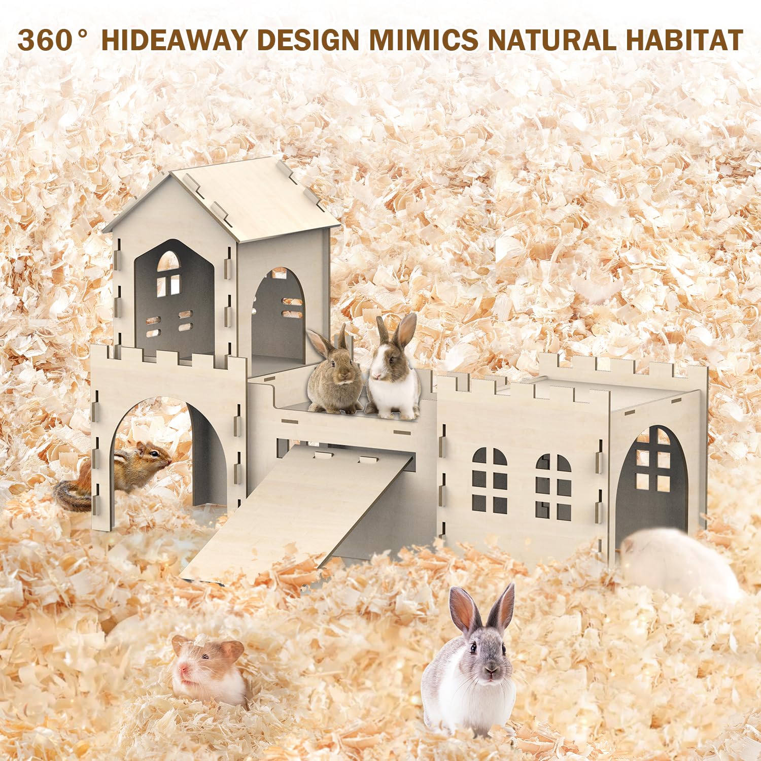 TankMatDecor large bunny house chew-resistant plywood extends lifespan versus standard hides