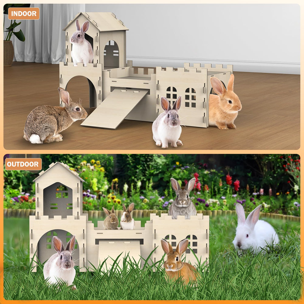 TankMatDecor large bunny house interlocking joints enable safe, rubber-band-free assembly