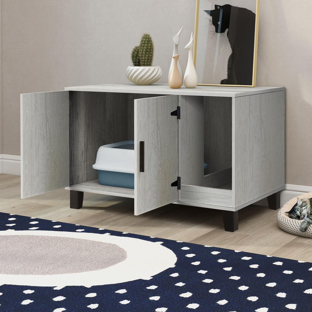 TaoHFE litter box enclosure top view emphasizes compact footprint and roomy interior.