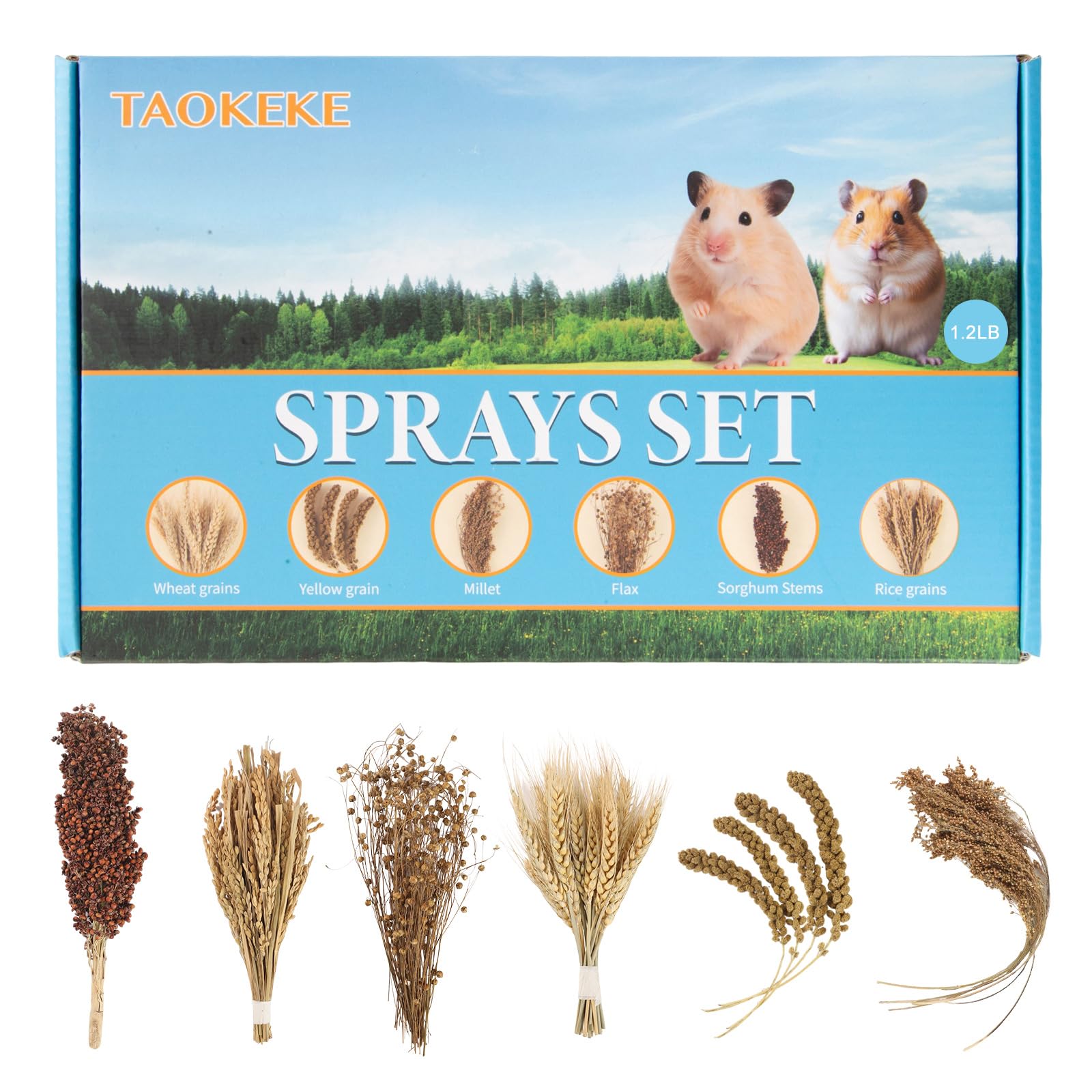 TAOKEKE hamster spray set with wheat sprays for foraging enrichment in cages