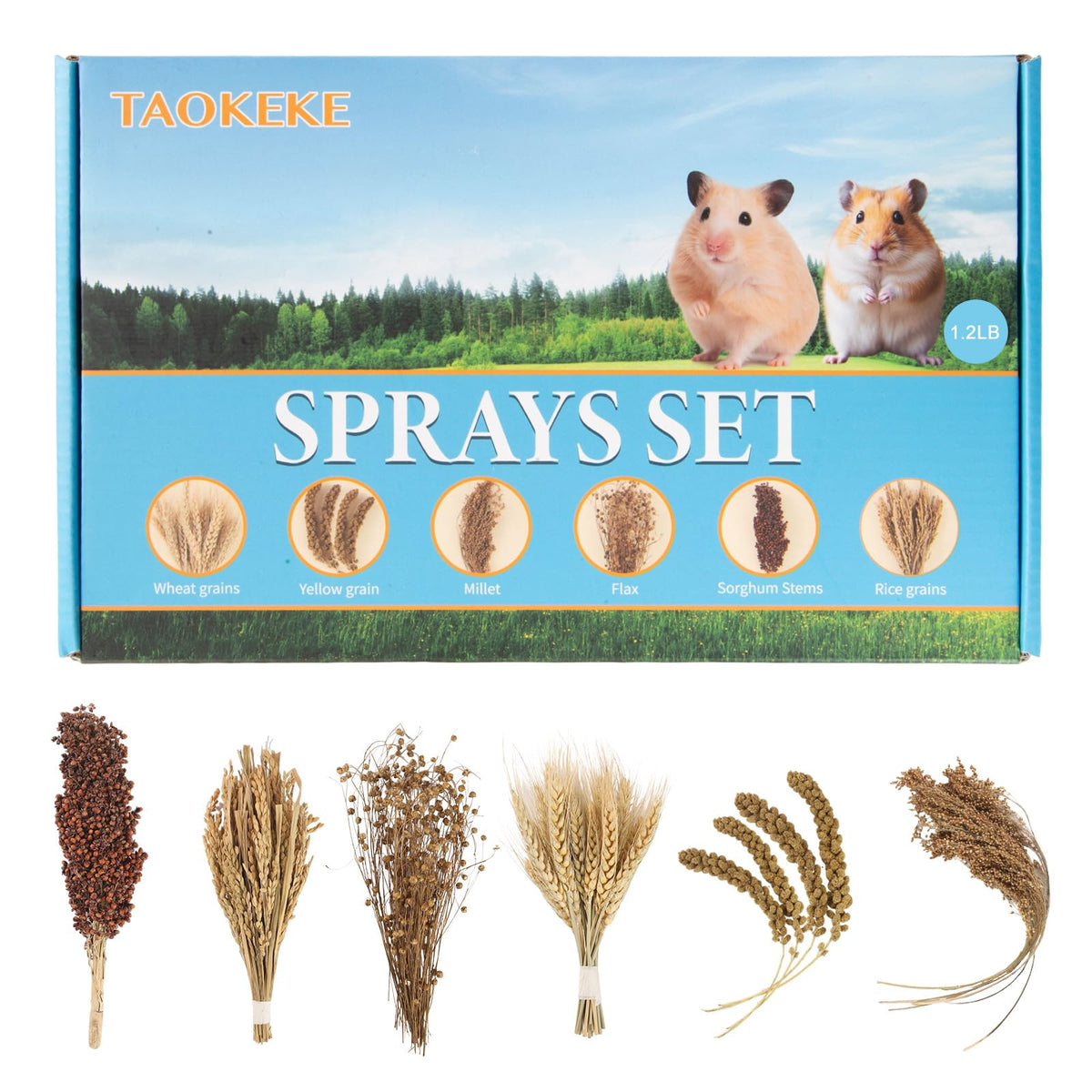 TAOKEKE hamster spray set with wheat sprays for foraging enrichment in cages