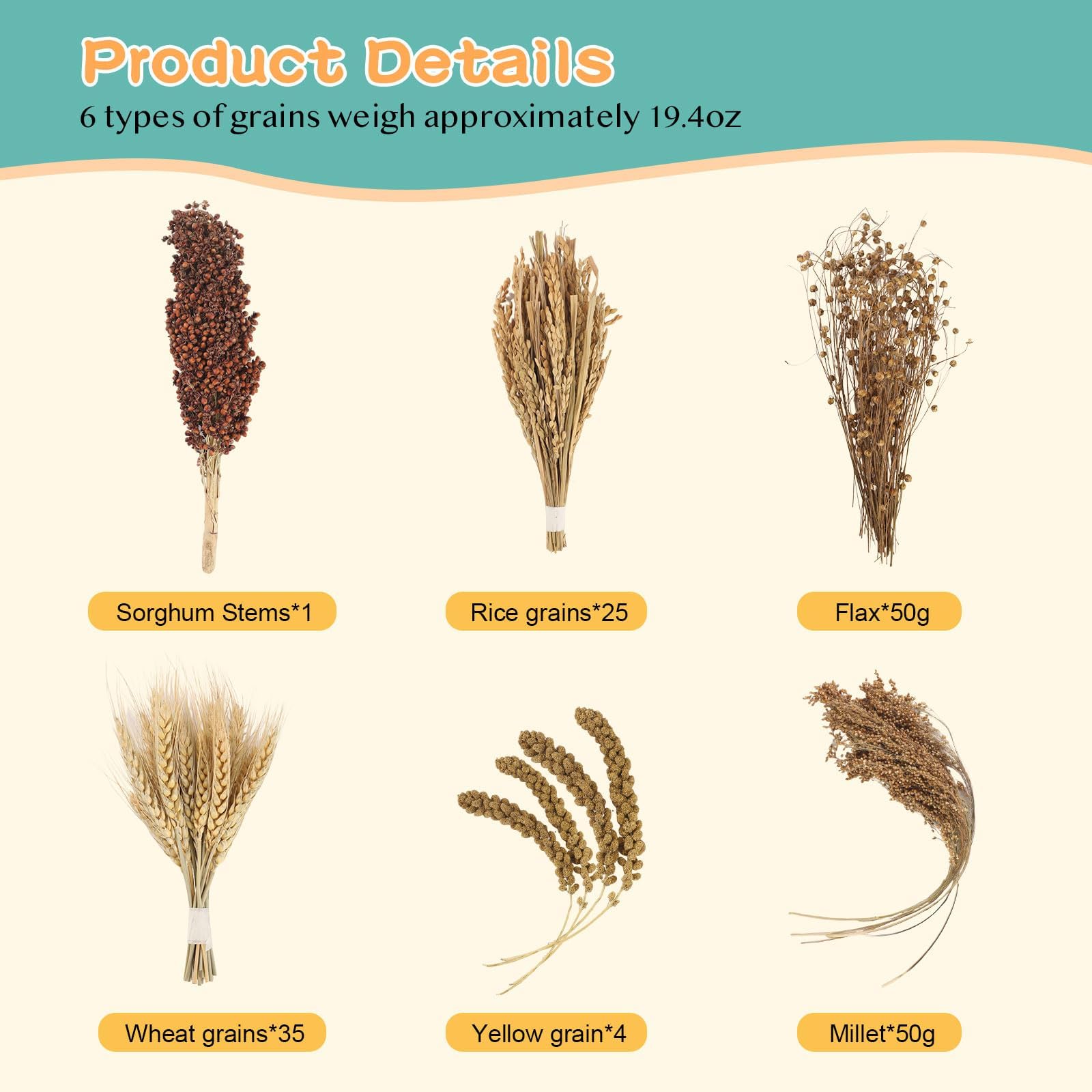 TAOKEKE hamster spray set yellow millet enabling hidden-taste enrichment and chewing